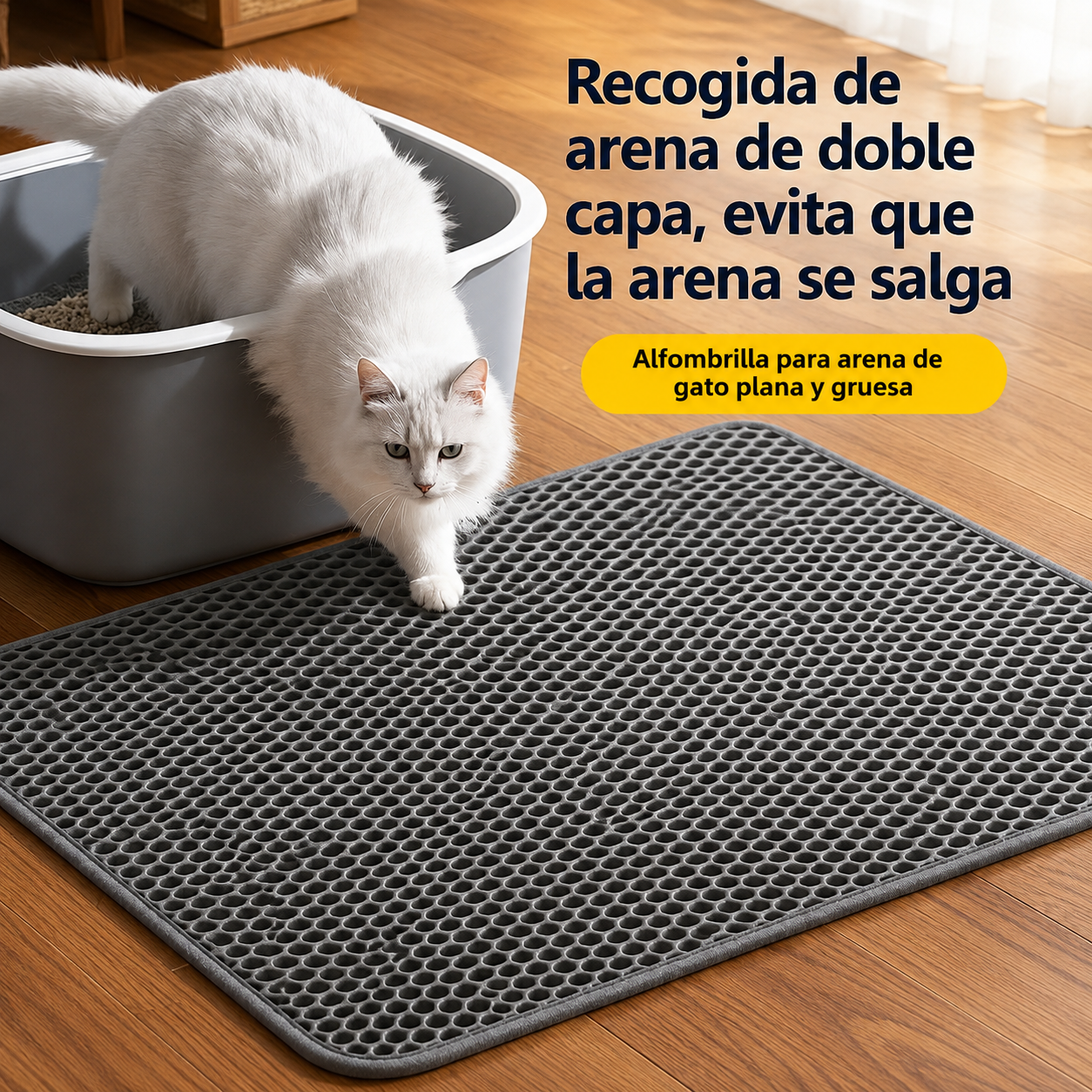 Estera de arena para gatos Diseño de 2 capas Tecnología